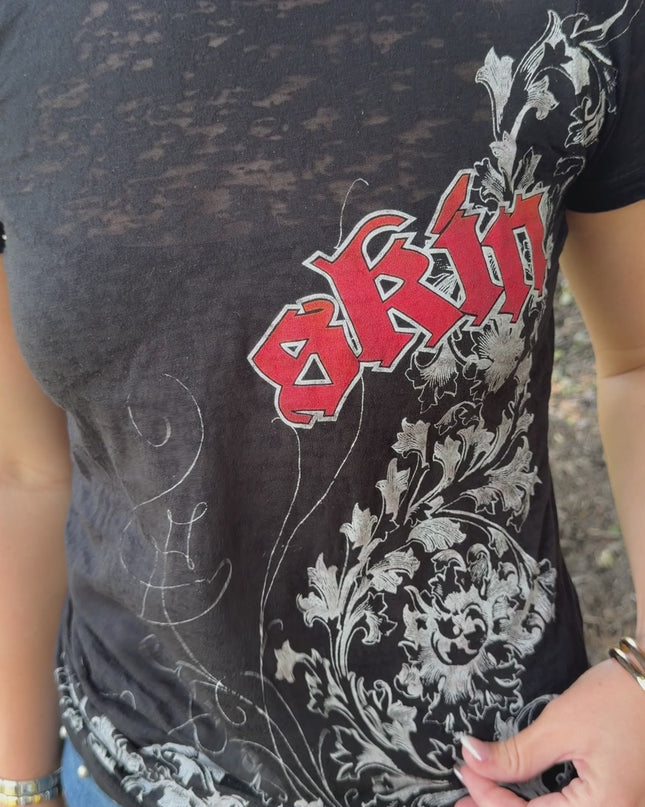Women’s S/S Fitted Tee (Burnout) | ASHBY - Black