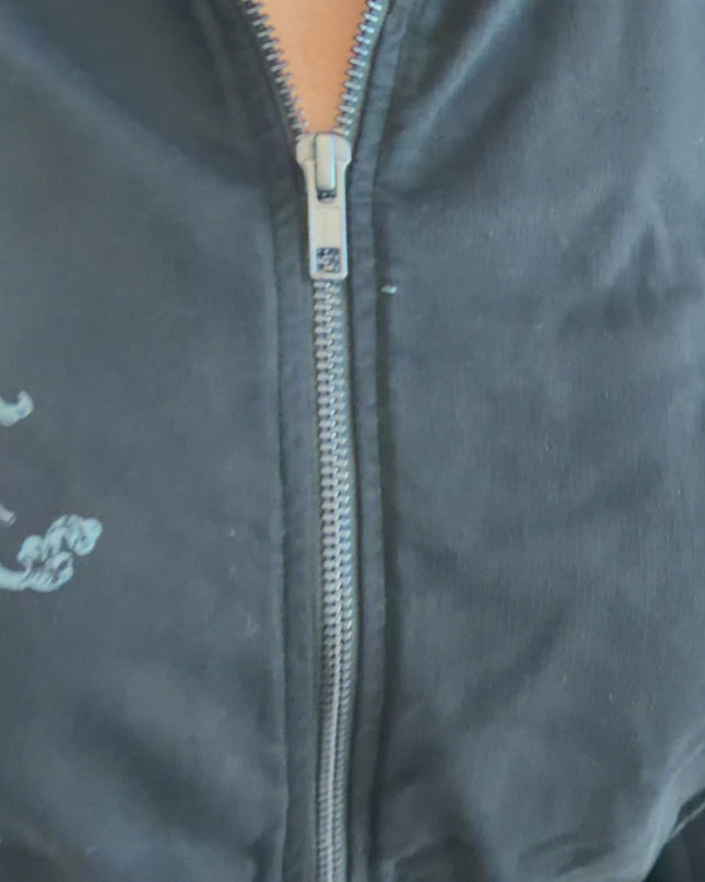 Women's Zip Crop Hoodie | CASCADE - Black